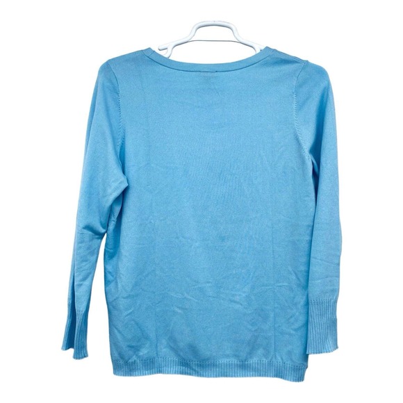 NEW $89 Womens Plus Size 1X Talbots Scooped Neck Sweater Long Sleeve Light Blue - Picture 6 of 6
